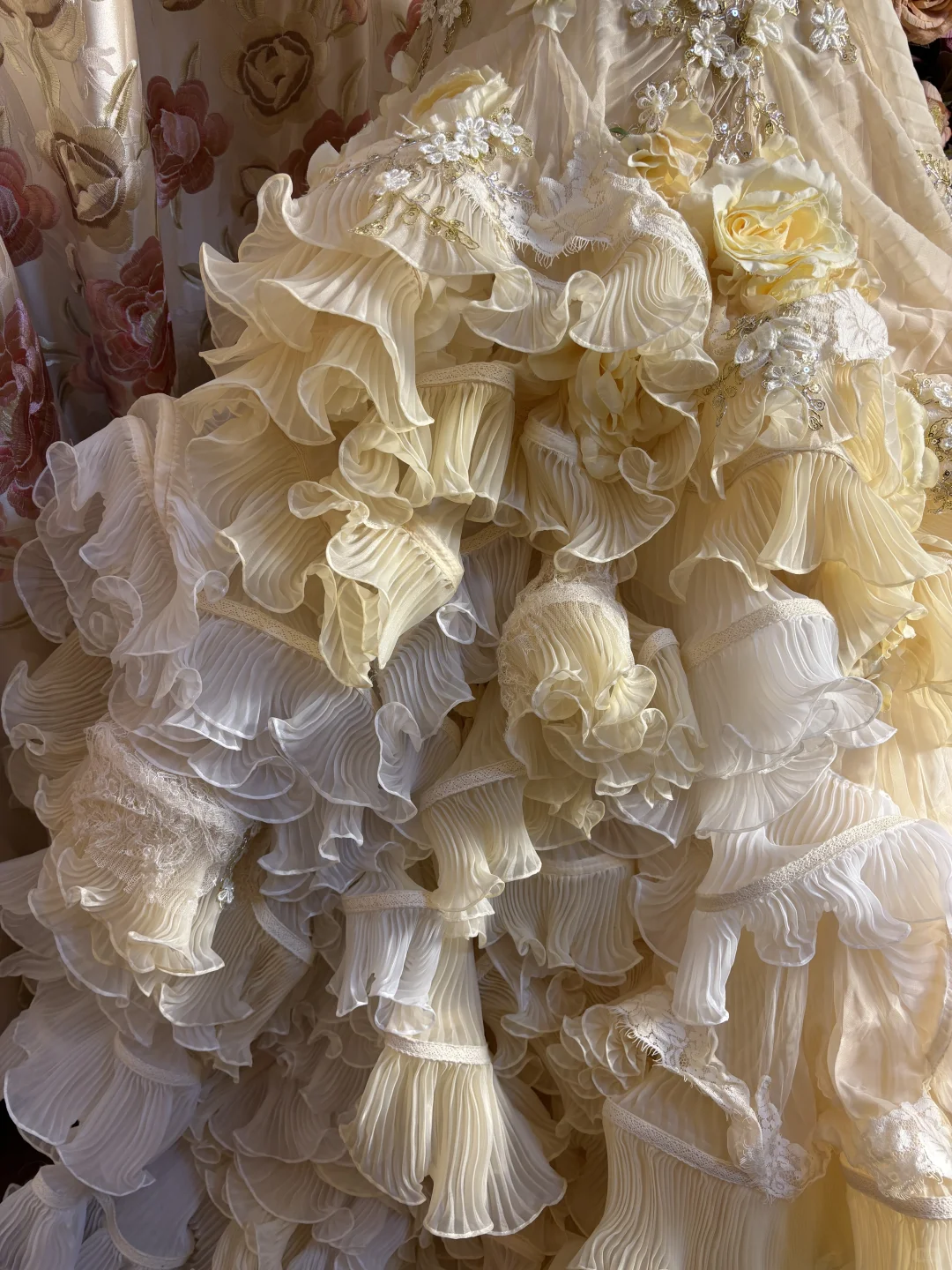 Ivory Strapless A-Line Appliques Ruffles Birthday Ball Gowns Formal Evening Gowns, D1119