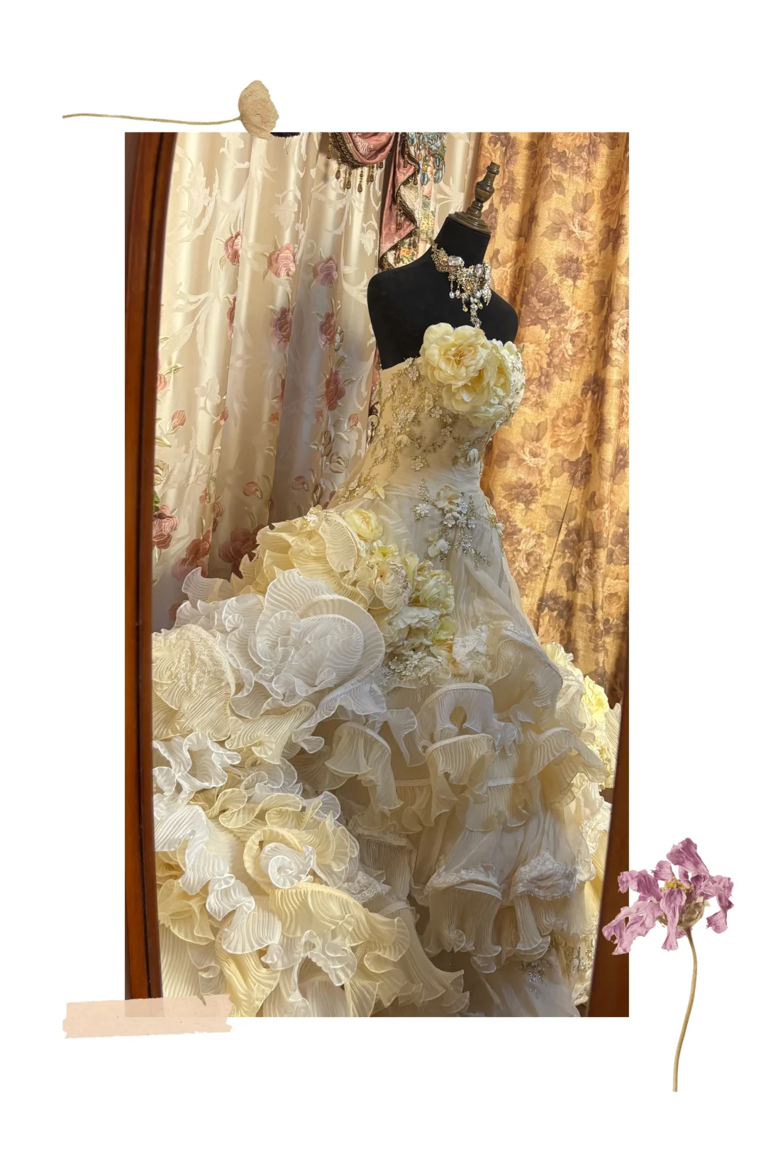Ivory Strapless A-Line Appliques Ruffles Birthday Ball Gowns Formal Evening Gowns, D1119
