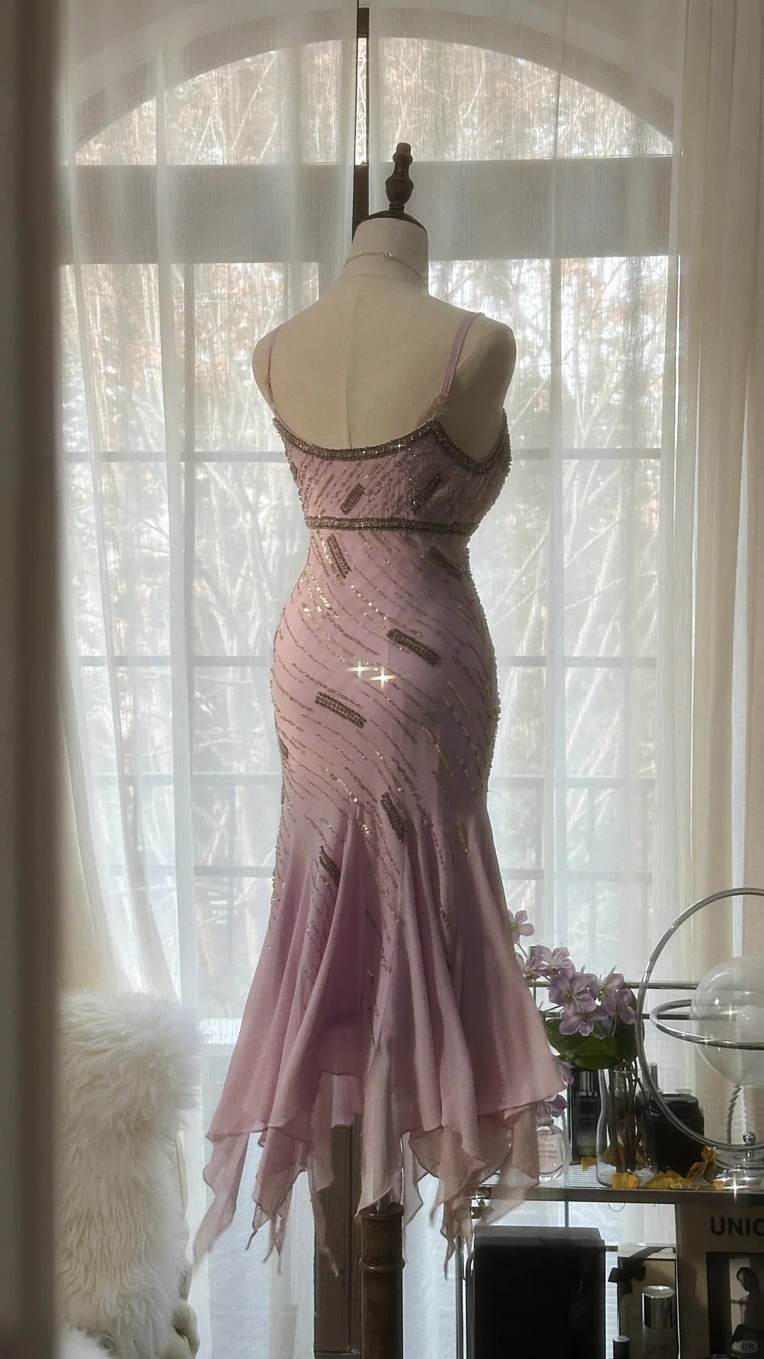 Pretty Homecoming Dress Spaghetti Strap Beading Dress Back to School Outfits Party Dress D6427