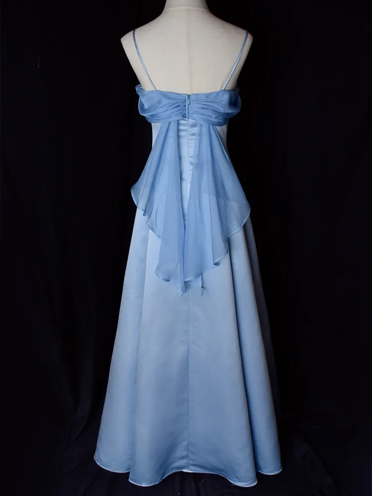 Robe de soirée longue lilas à bretelles spaghetti, coupe trapèze, style vintage, MD7568