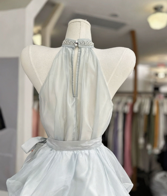 Simple Homecoming Dress Halter Pearl Back to School Outfits Party Dress D6581