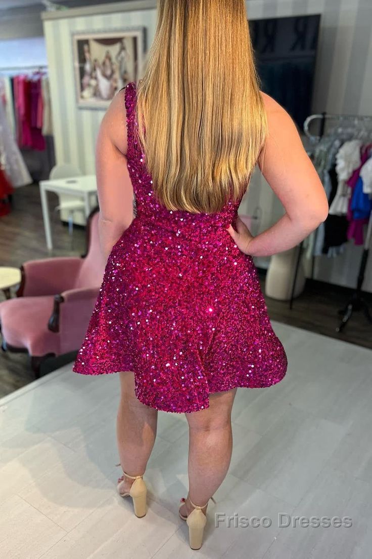 Pretty Homecoming Dress One Shoulder Sequins Back to School Outfits Party Dress D6704