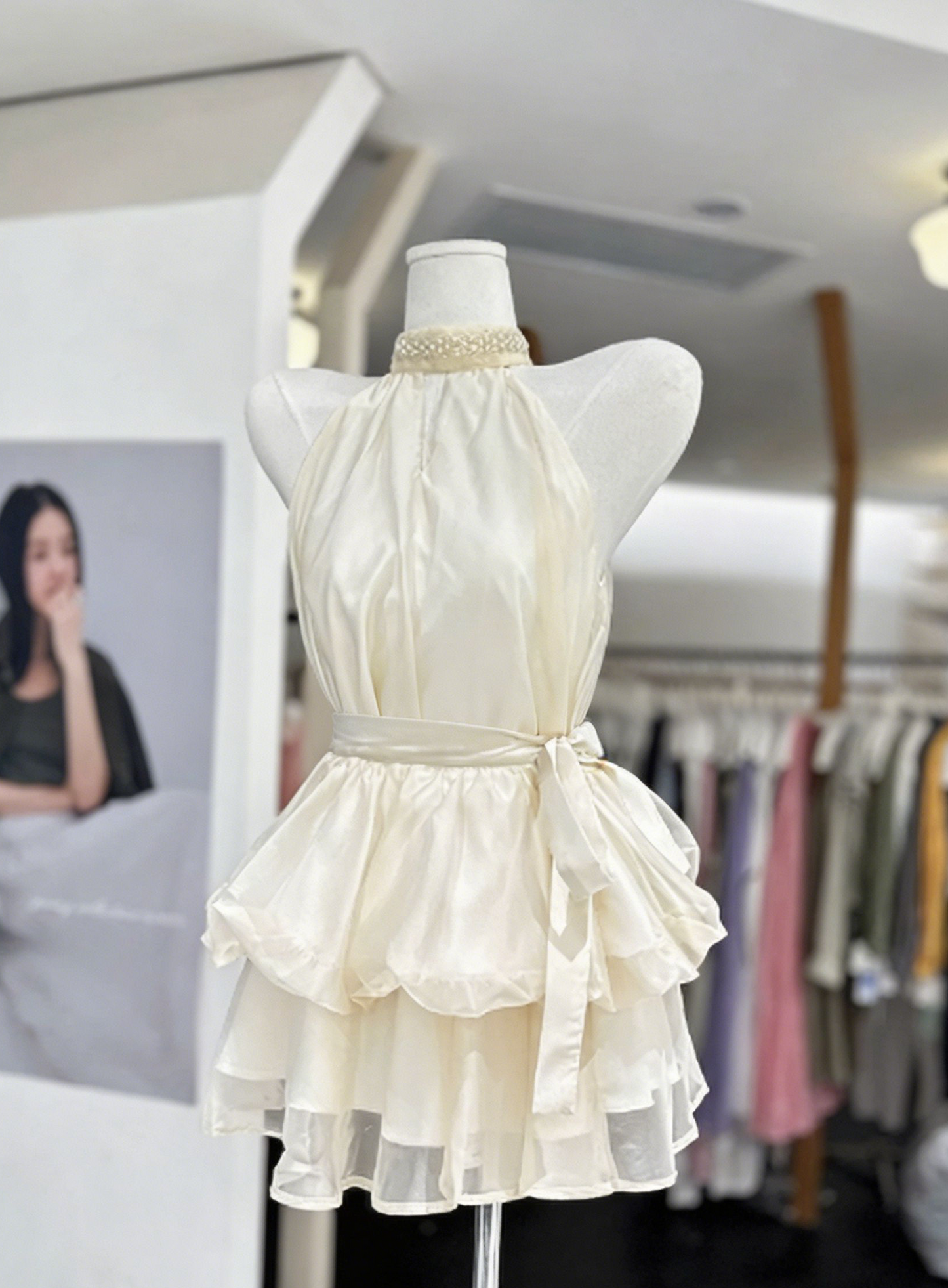 Simple Homecoming Dress Halter Pearl Back to School Outfits Party Dress D6581