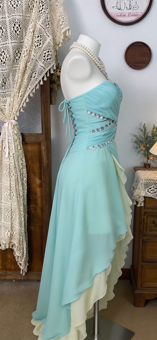 Beauty Homecoming Dress Sweetheart Rinestone Hi-Lo Back to School Outfits Party Dress D6504