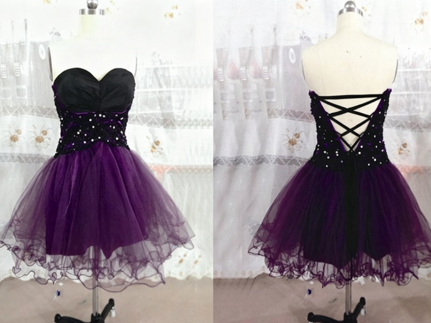 Unique Homecoming Dress Sweetheart Tulle Rinestone Back to School Outfits Party Dress D7633