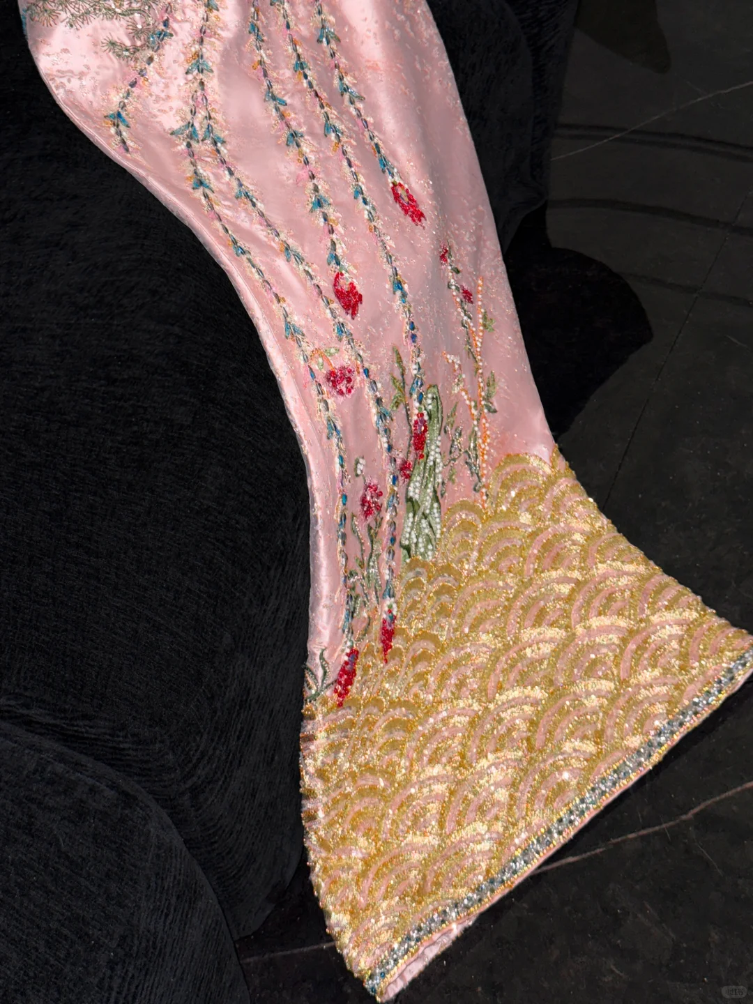 Sparkling Pink Beaded Sequined Design Elegant Mermaid Prom Dress Evening Dress D1694