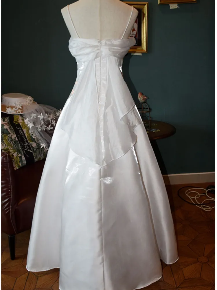 Robe de soirée longue lilas à bretelles spaghetti, coupe trapèze, style vintage, MD7568