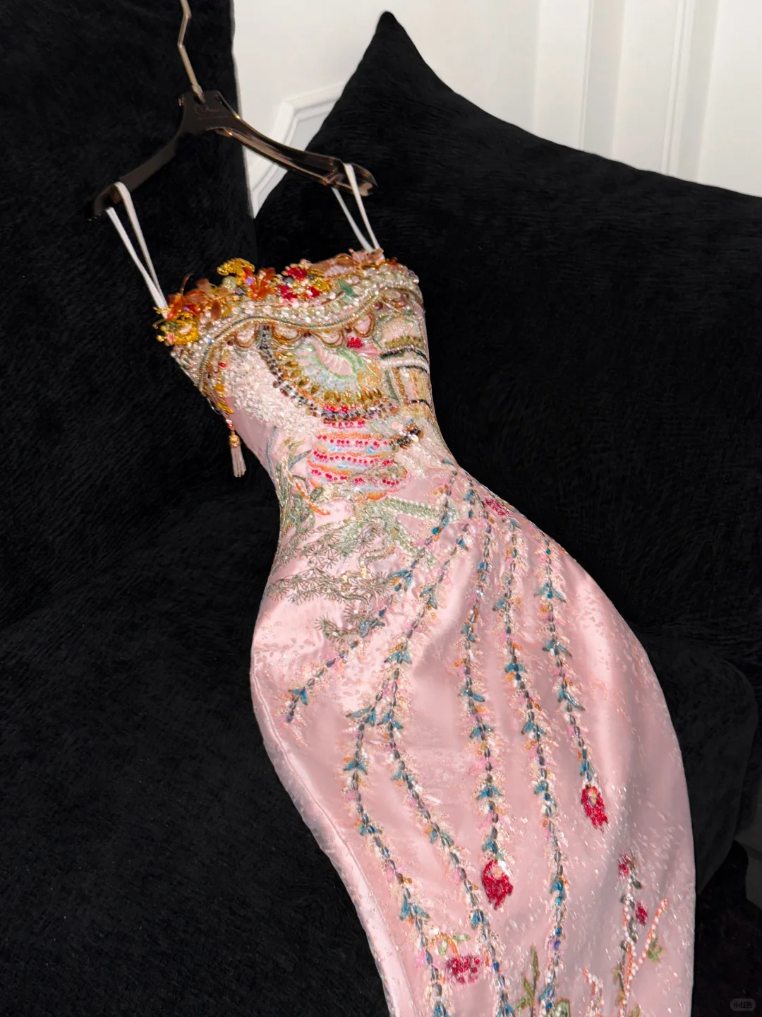 Sparkling Pink Beaded Sequined Design Elegant Mermaid Prom Dress Evening Dress D1694