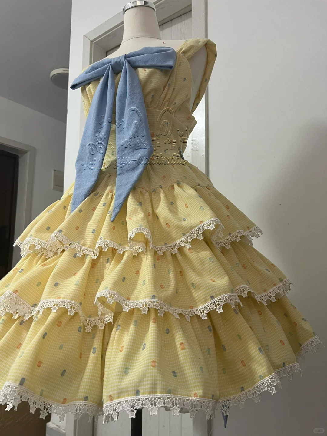 Cute Yellow Floral Lace Hem Design Tiered Party Dress Homecoming Dress D1708