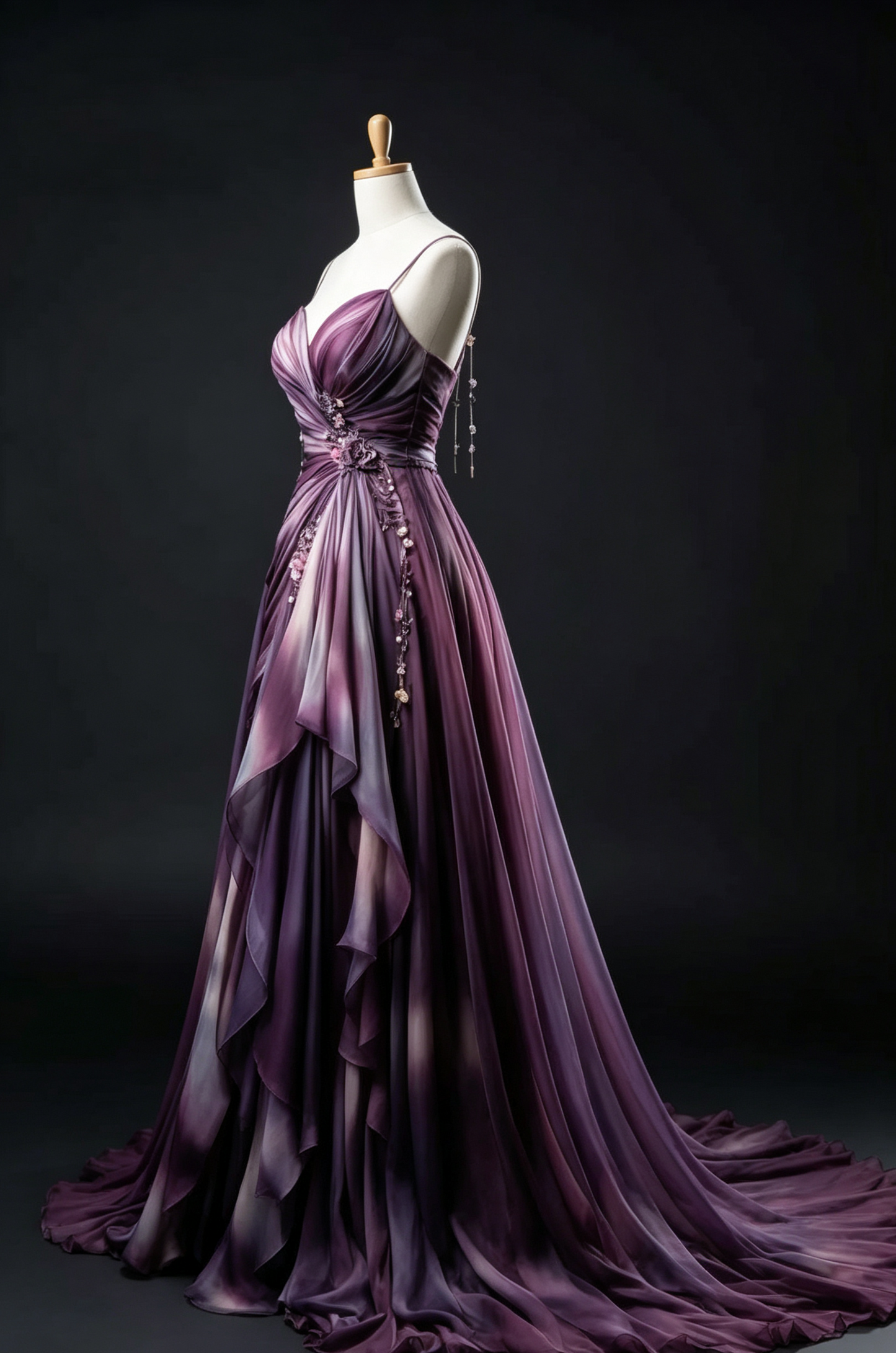 Pretty Prom Dress Spaghetti Straps Pleated Rinestone Tassel Gala Dress Party Dress Evening Dress 18th Birthday Gown D7491