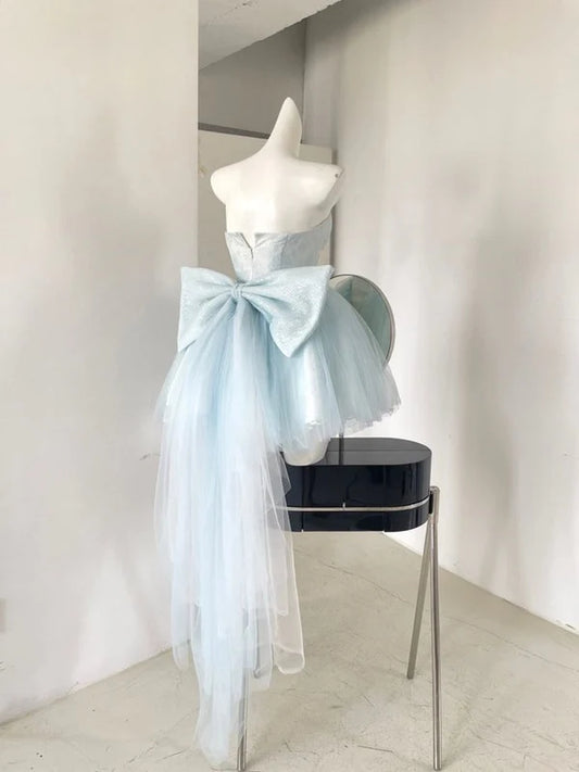 Stunning Homecoming Dress Sweetheart Lace Tulle Bowknot Back to School Outfits Party Dress D7924