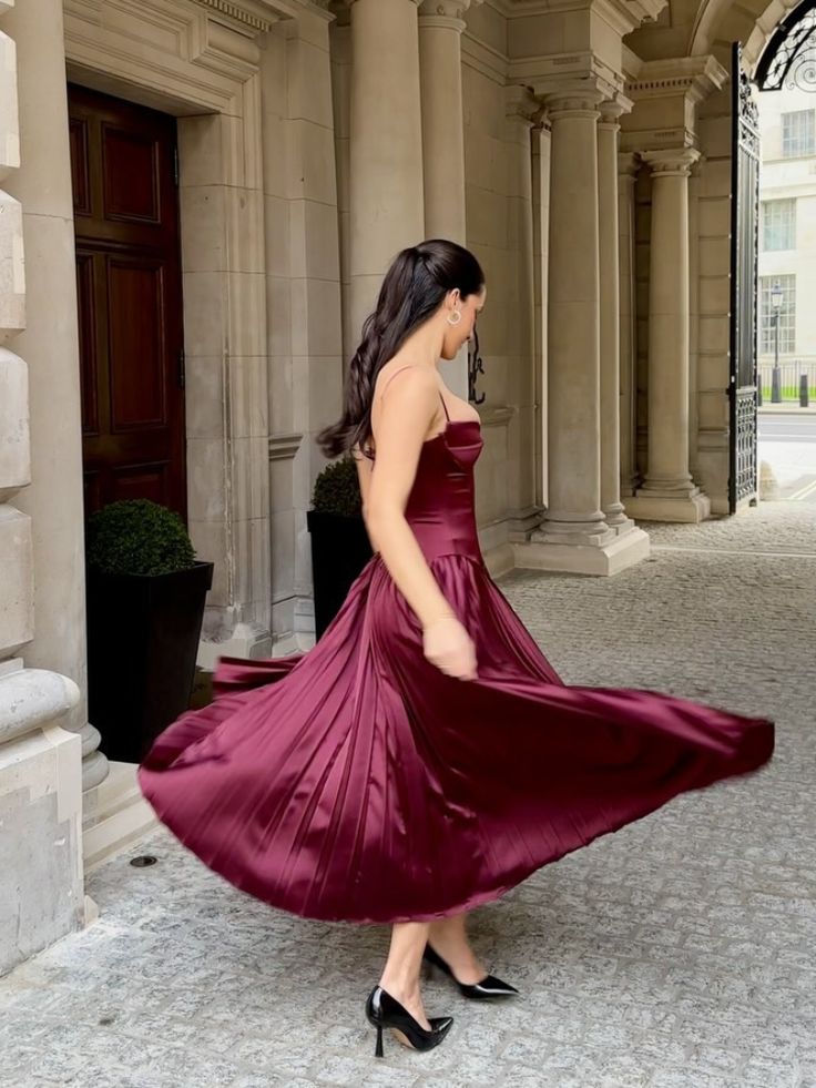 Robe de soirée longue en satin à bretelles trapèze, élégante, robe d'invitée de mariage, D16