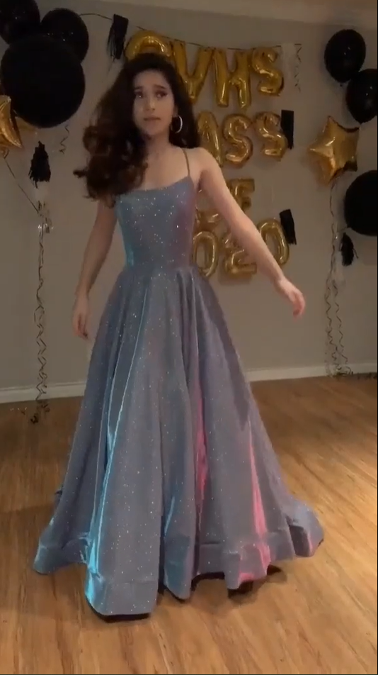 Glänzend Grün A-Linie Träger Langes Partykleid Geburtstagsoutfits, D183