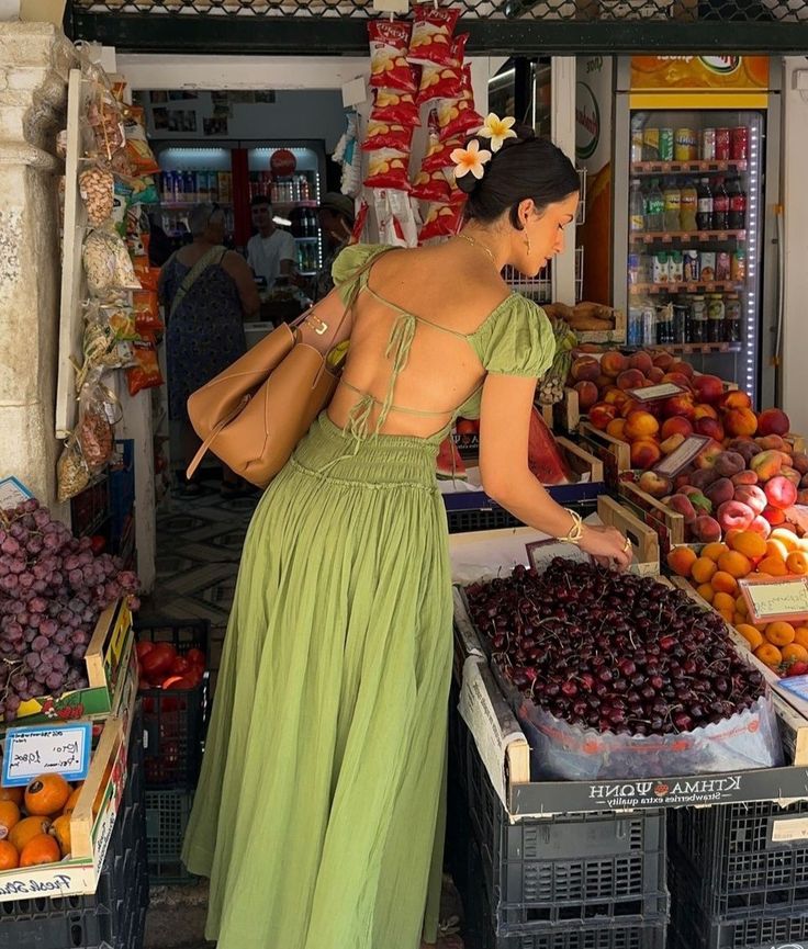 Robe de soirée trapèze verte en mousseline de soie, dos nu, tenue de vacances tendance, D155