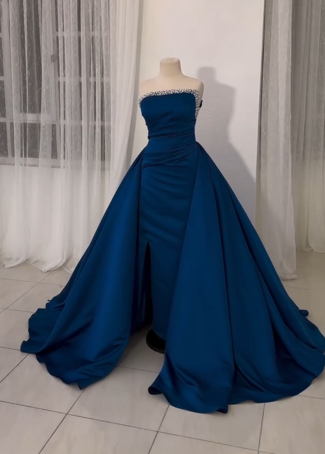 Dark Teal Strapless Sheath Beading Gorgeous Gala Dress Evening Gown, D316