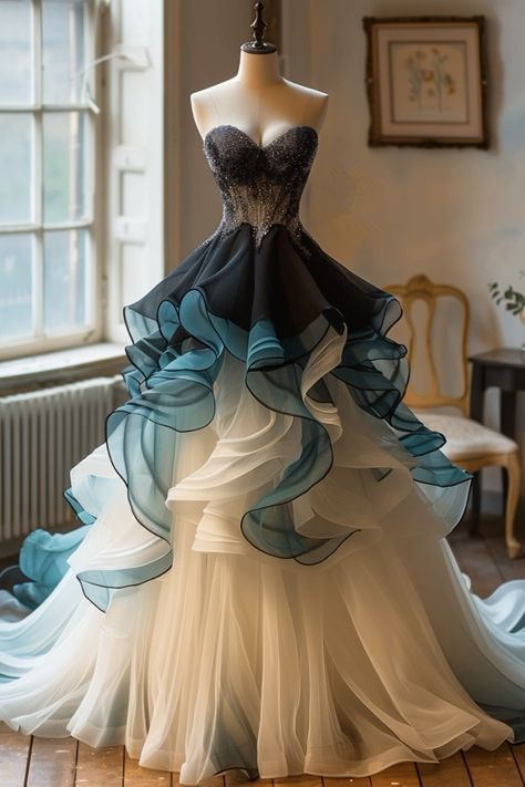 A-Linien-Abendkleid mit Herzausschnitt und Ombre-Muster, Partykleid, D64