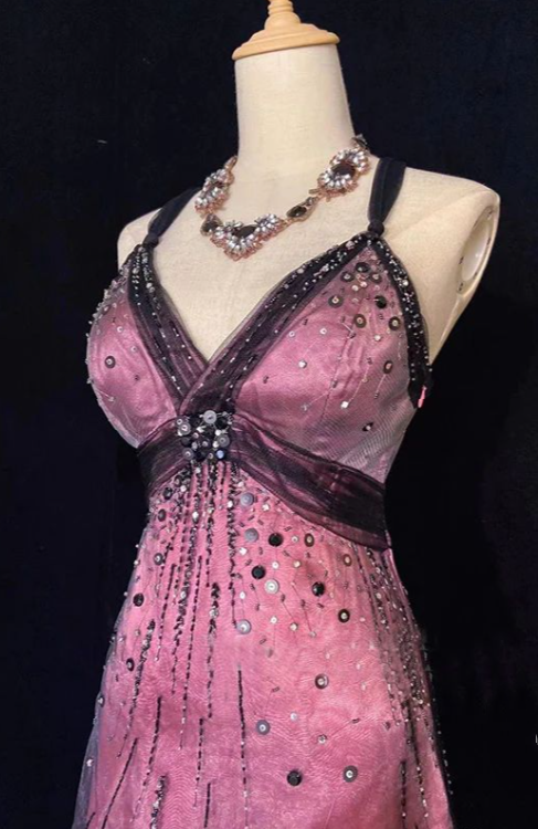 Vintage V Neck Straps A-Line Beading Short Party Dress Birthday Outfits Prom Dress D765