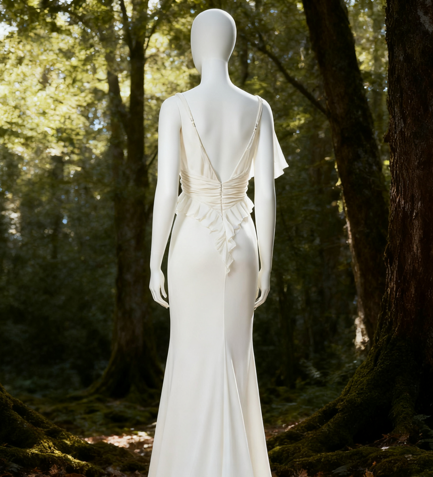 Robe de soirée longue en mousseline de soie, élégante, coupe trapèze, bretelles ivoire, style vintage, D860