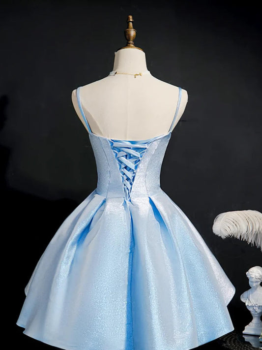 Unique Homecoming Dress Spaghetti Strap Sequins Back to School Outfits Party Dress D7623