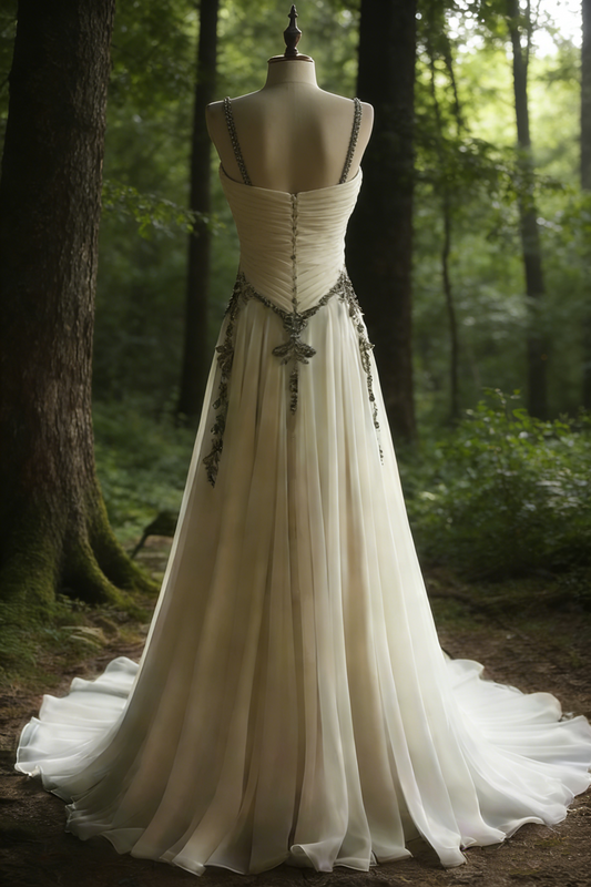 Gorgeous Straps A-Line V Neck Beading Wedding Dress Formal Evening Gown, D419
