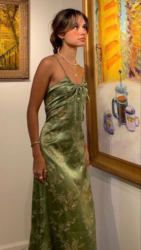 Pretty Green Sheath Halter Ruched Floral Print Satin Dress Prom Party Dress L164