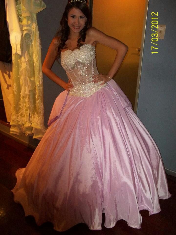 Sweet Pink Ball Gown Strapless Lace Sequins Corset Chiffon Dress Quinceanera Dress 16 L208