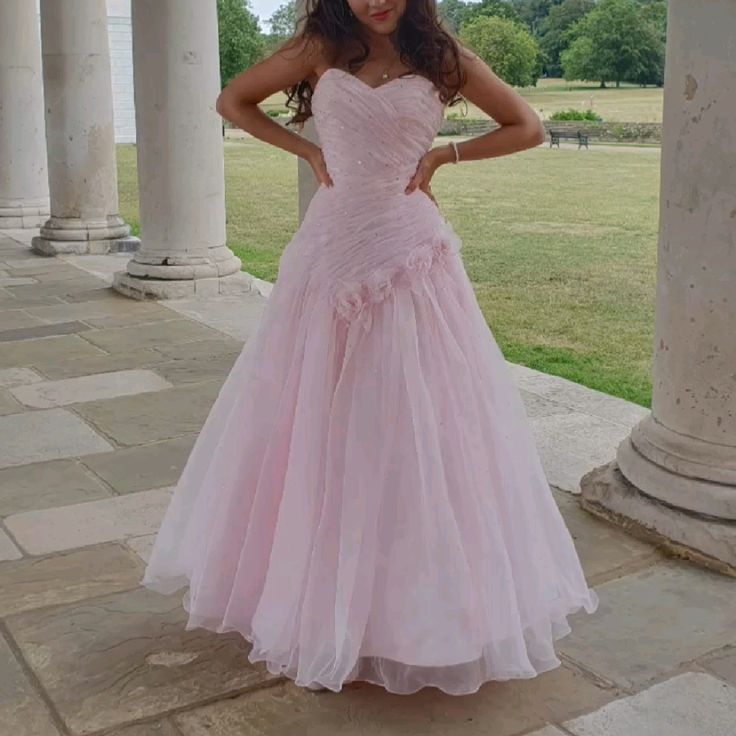 Sweet Pink A-Line Sweetheart Handmade Flowers Sequins Ruched Tulle Dress Prom Evening Dress L273