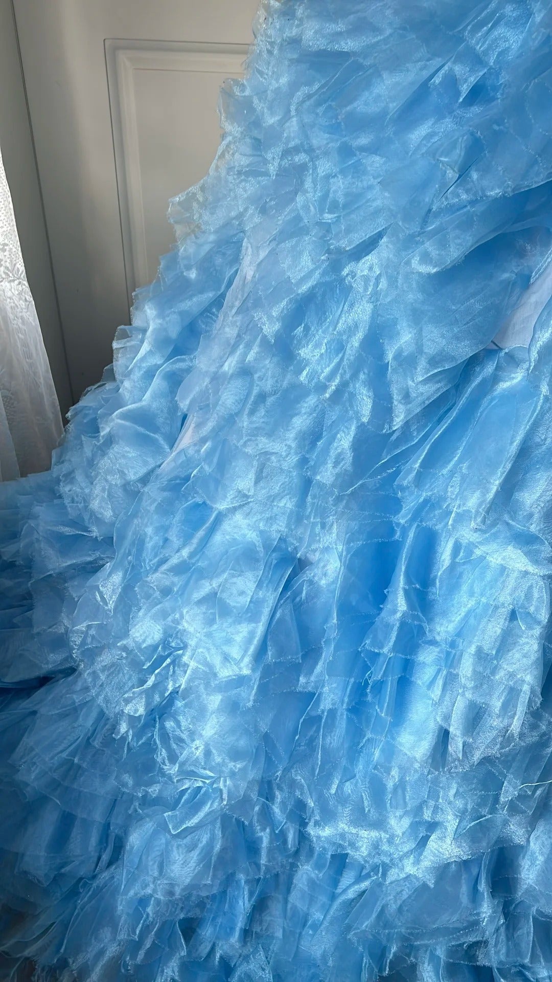 Dreamy Blue Ball Gown Sweetheart Corset Organza Dress Prom Quinceanera Dress 16 L298