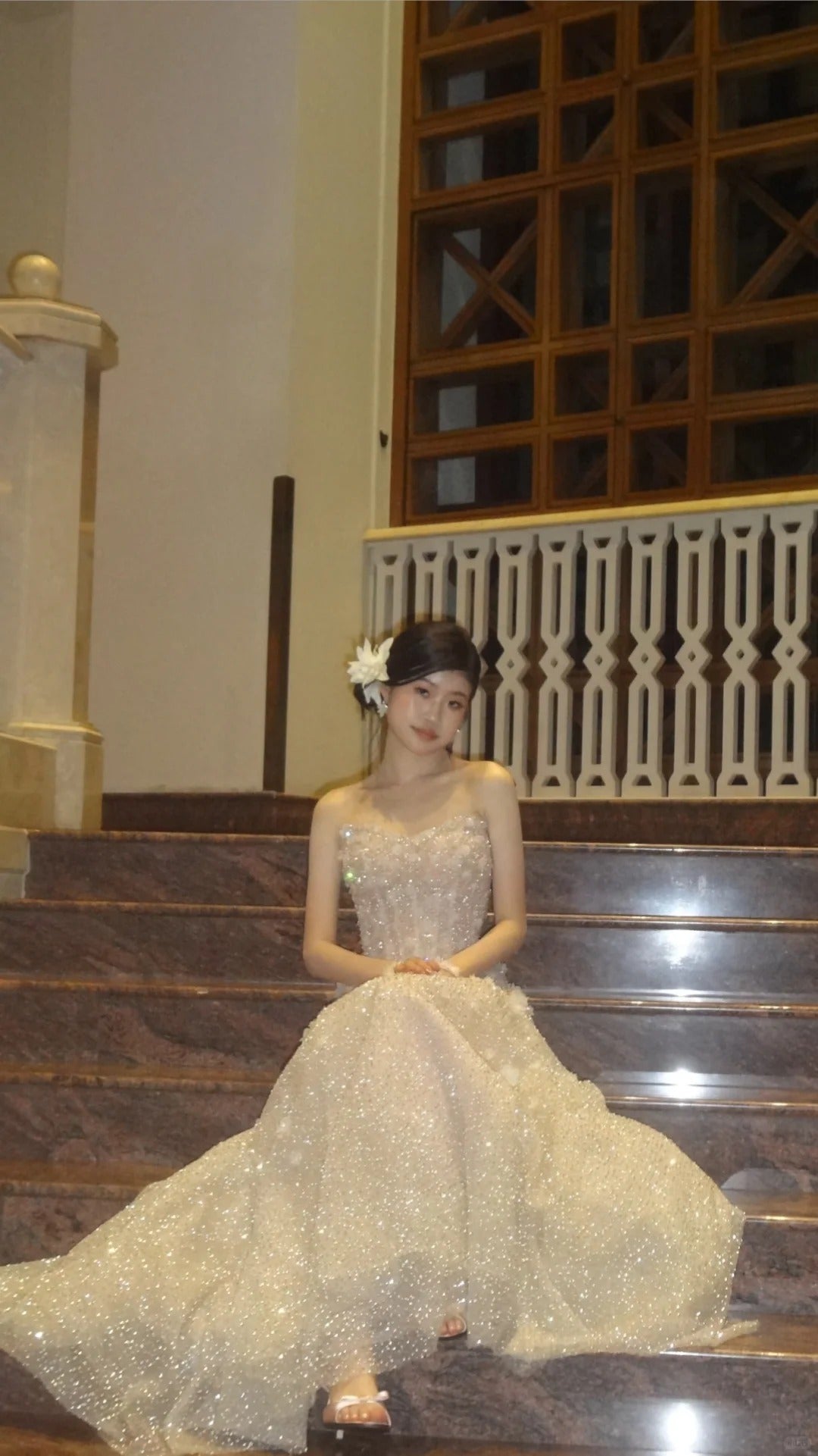 Sparkling Champagne A-Line Strapless Rhinestone Sequins Tulle Dress Prom Dress Evening Dress L360