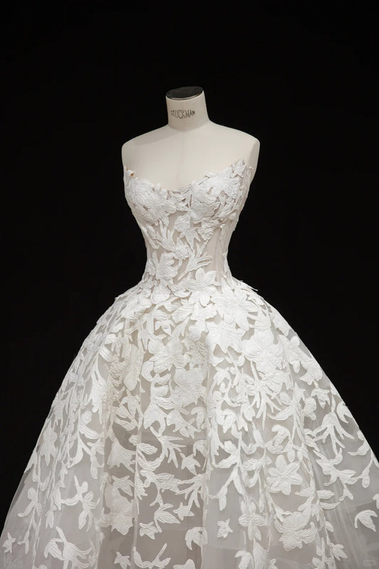 Pretty White Ball Gown Sweetheart Appliques Corset Tulle Dress Prom Quinceanera Dress 16 L468