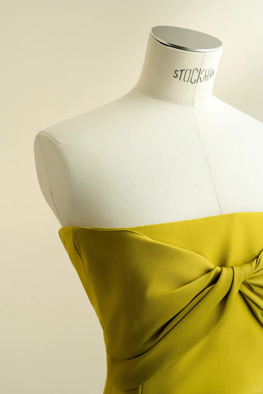 Modest Bright Yellow Strapless Bow Ruched Matte Satin Dress Prom Dress Evening Dress L471