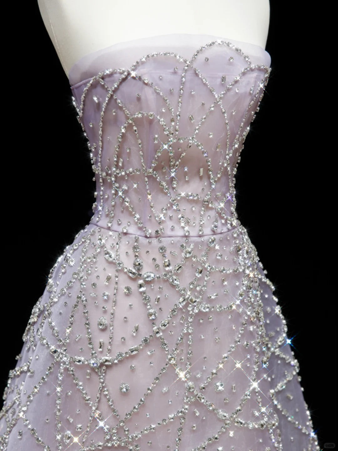 Fairy Young Purple A-Line Strapless Rhinestone Tulle Dress Prom Dress Evening Dress L496