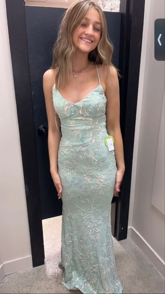 Gorgeous Mint Green Mermaid Dress Halter Embroidery Floral Lace Dress Prom Dress L54