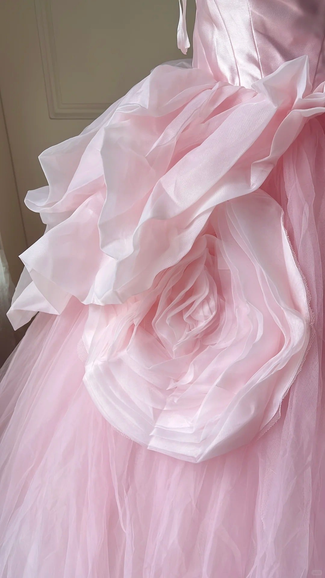 Sweet Pink Ball Gown Spaghetti Strap Floral Tulle Dress Quinceanera Dress 16 L577
