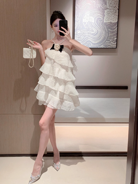Cute Halter Sleeveless Mini Chiffon Dress Birthday Outfits Dress Party Dress D1734