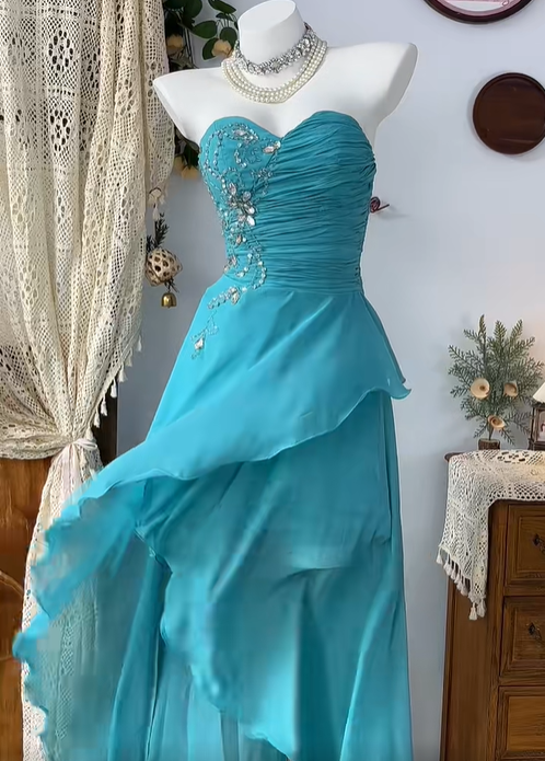 Shiny Sweeheart Shirred Tulle Swarovski Crystal Hi-Lo Prom Dress Birthday Party Dress D1741