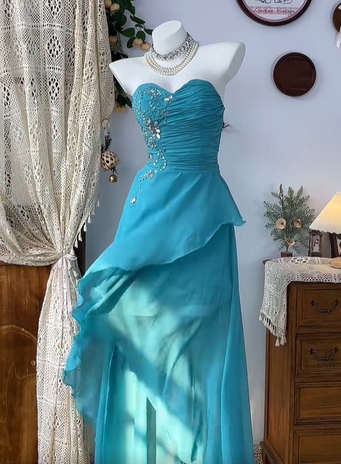Shiny Sweeheart Shirred Tulle Swarovski Crystal Hi-Lo Prom Dress Birthday Party Dress D1741