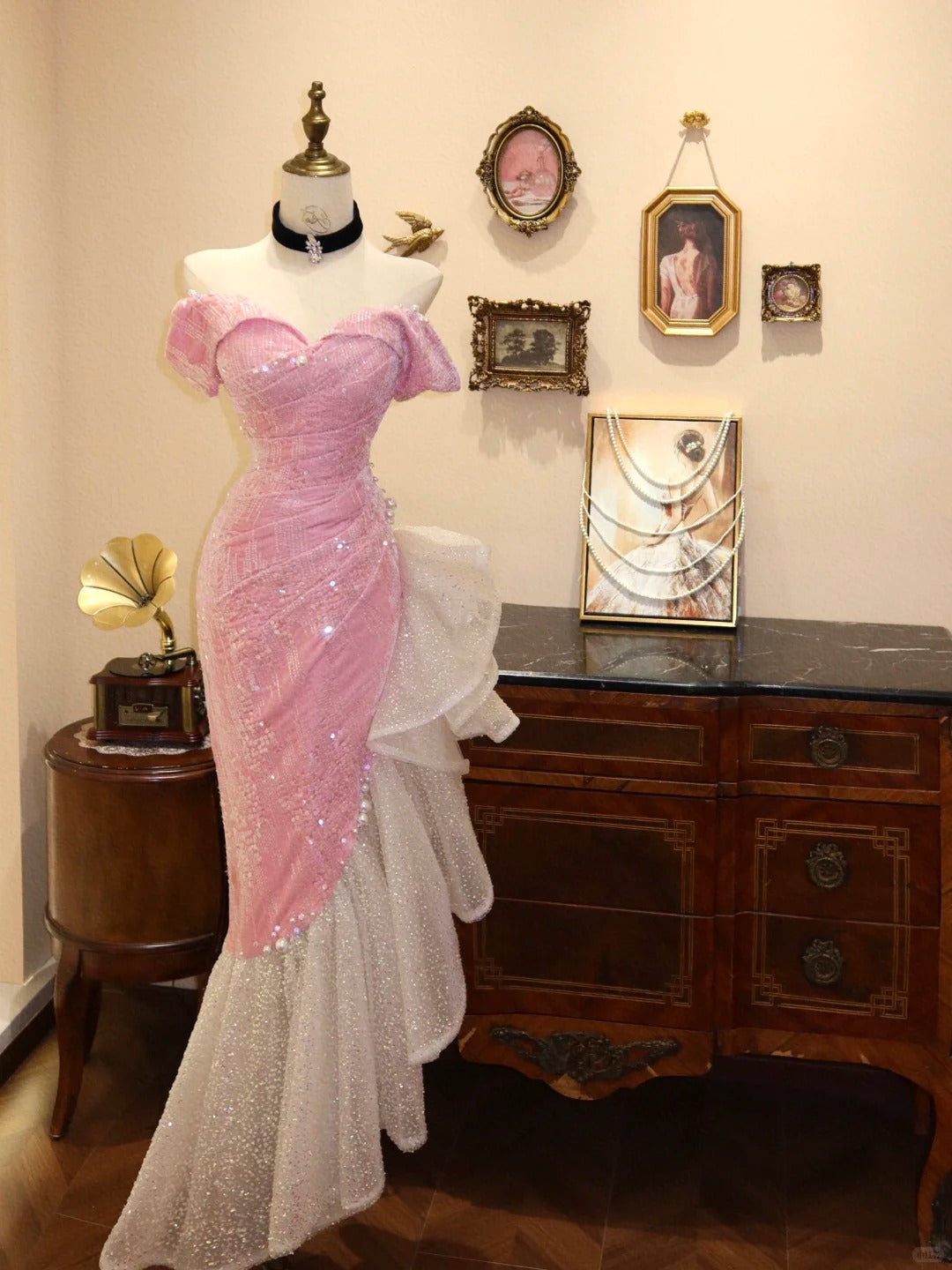 Shiny Sweetheart Neckline Pleated Tulle Mermaid Sheath Prom Dress Evening Dress Gala Dress D1767