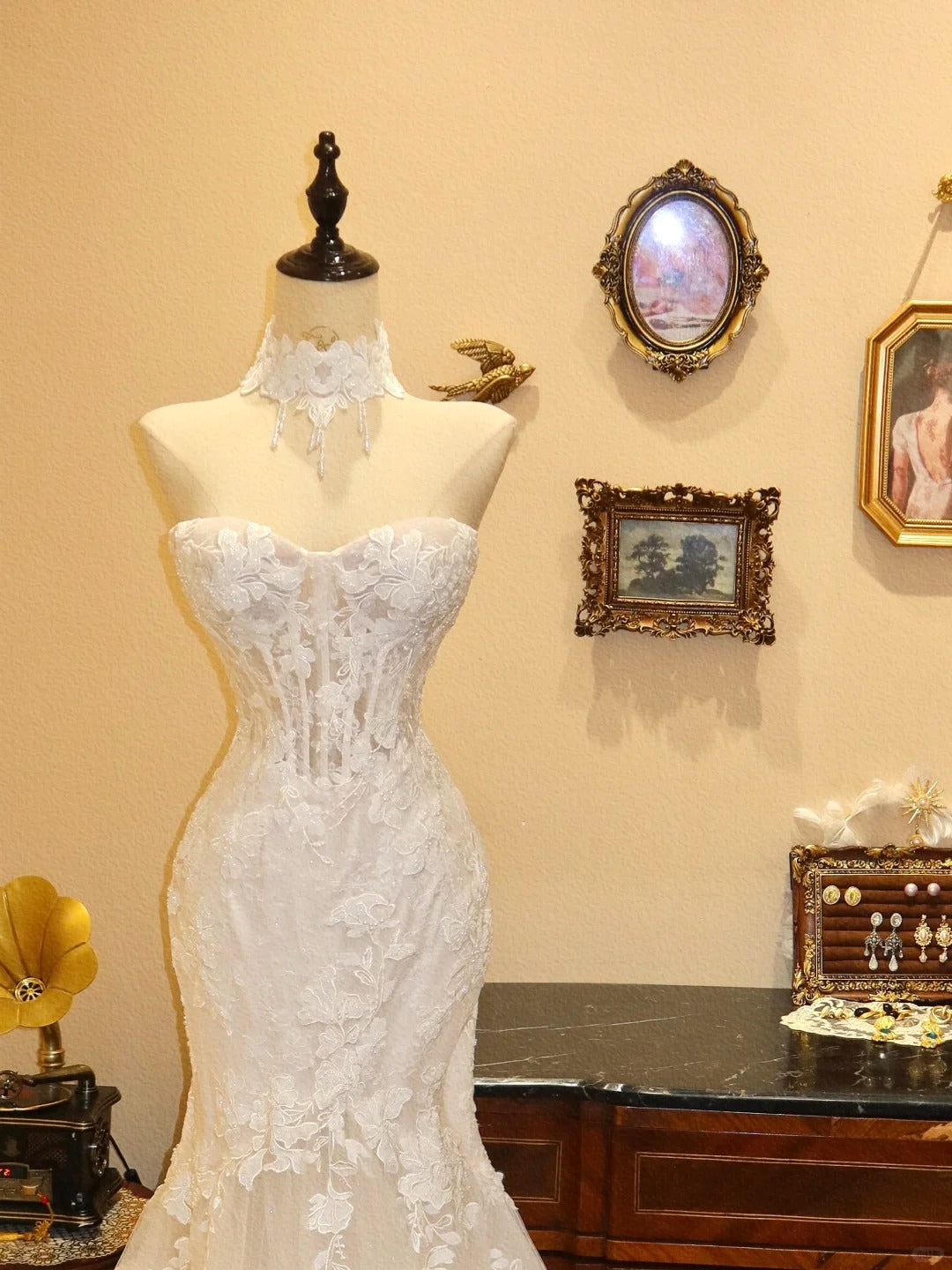 Pretty Sweetheart Neckline Sheath Tulle Embroidered Mermaid Wedding Dress Prom Dress Quinceanera Dress D1775