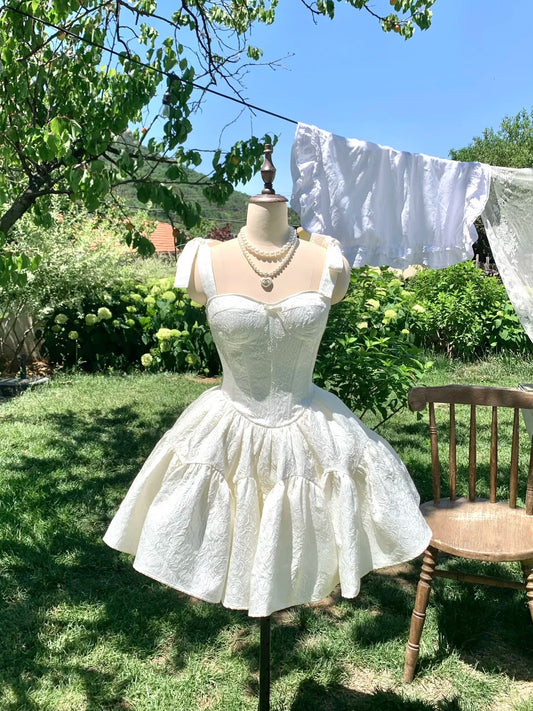 Robe de bal courte plissée à bretelles mignonnes et décolleté carré, robe de soirée, robe de Quinceanera D1776