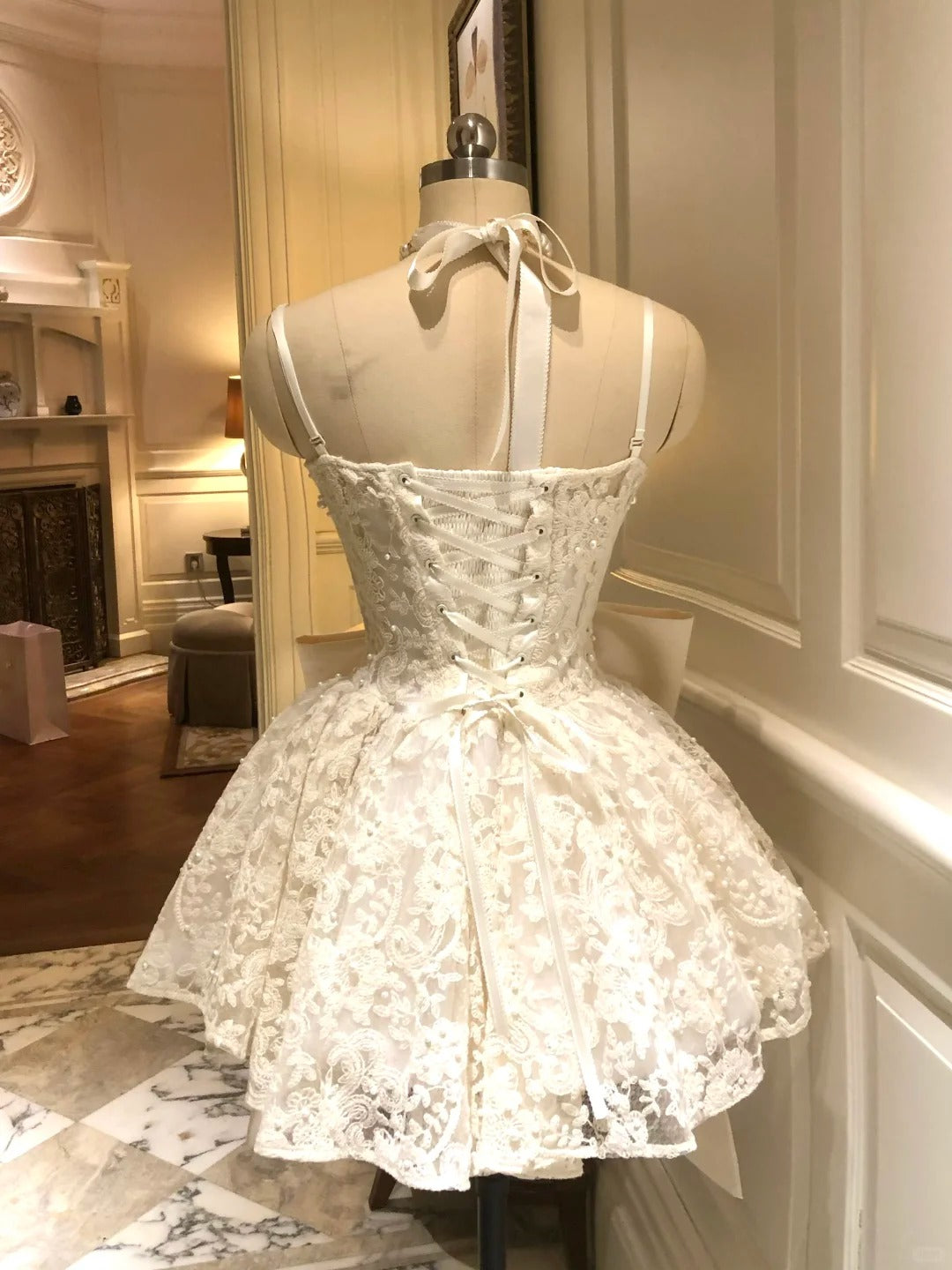 Cute Spaghetti Straps Butterfly Pearl Embroidery Pleated Sweet 16 Dress Birthday Party Dress D1785