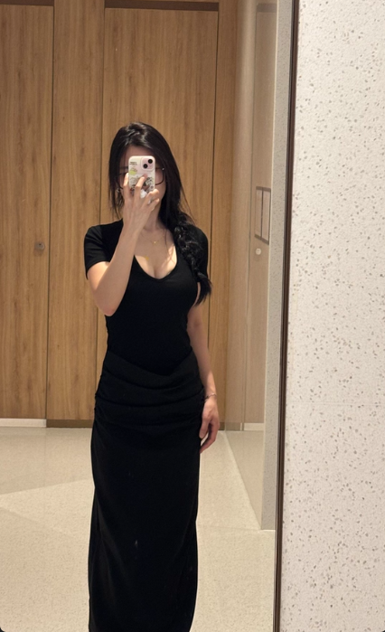 Elegant V-Neckline Sheath Short Sleeves Pleated Ankle Length Dress Party Dress Women Dress Summer Dress D1789