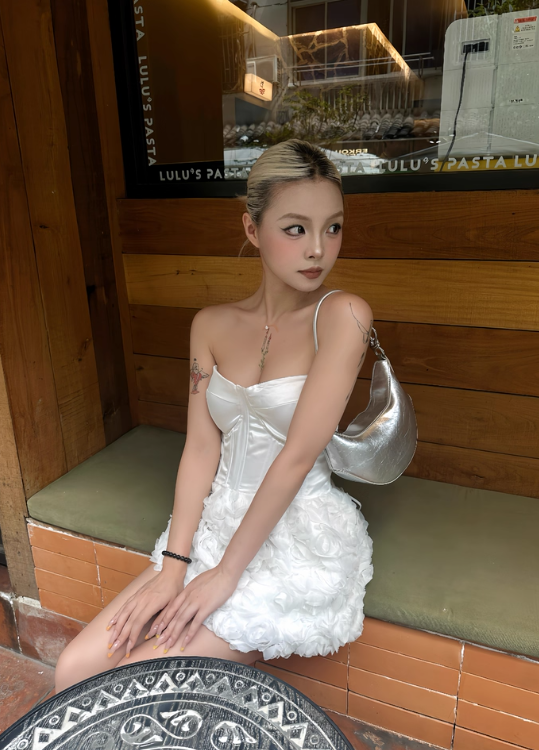 Sexy Sweetheart Neckline Sleeveless 3D Flower Party Evening Dress Short Outfits Skirt Homecoming Dress D1796