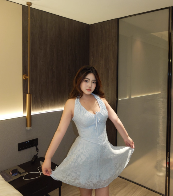 Pretty A Line Halter Lace-up Printing Tiered Summer Seaside Dress Party Dress Women Dress D1817
