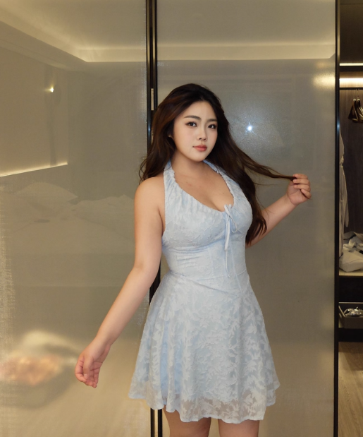 Pretty A Line Halter Lace-up Printing Tiered Summer Seaside Dress Party Dress Women Dress D1817