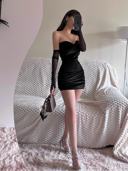 Sexy Black Sweetheart Neckline Short Sheath Skirt Summer Dress Party Dress Women Dress D1820