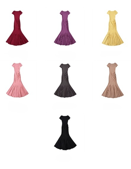 Pretty Short Sleeve Sheath Fold Ankle Length Mermaid Dress Summer Dress Party Dress Women Dress D1821
