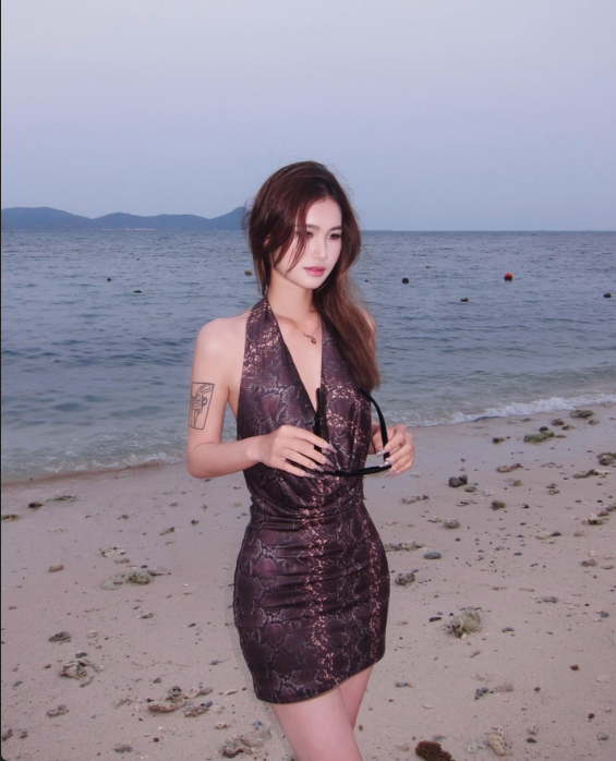Vintage Halter V-neck Backless Print Sheath Stretch Dress Summer Dress Party Dress Women Dating Dress D1834
