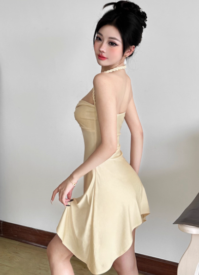 Sexy A Line Halter Short Minimalist Skirt Summer Dress Women Dress D1895