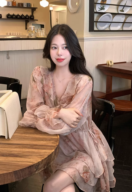 Vacation A Line Pleated Ruffle Floral Dress Short Summer Party Skirt Women Date Dress D1977